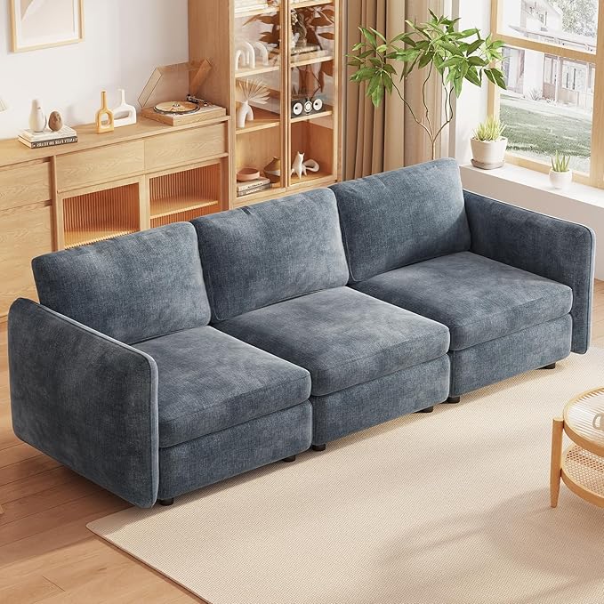 Guyii Small 3 Seats Sofa Apartment Modular Sectional Couch 3 Seater Deep Seat Sofa for Living Room Bedroom Apartment Office