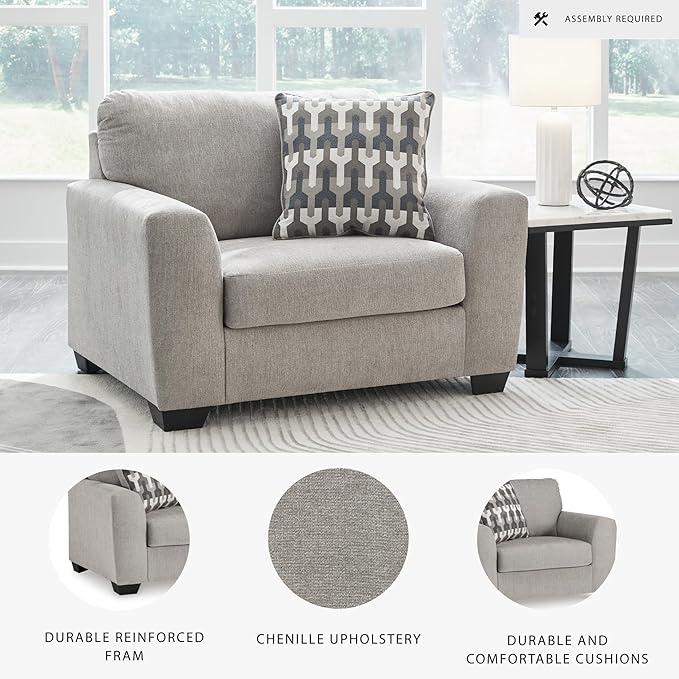 Signature Design by Ashley Avenal Park Classic Upholstered Oversized Chair with Removable Cushion Light Gray