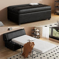46 Ottoman Folding Bed Twin Size Convertible Ottoman Pull Out Bed with Memory Mattress Foldable Sofa Beds Dual Use Guest Sleeper Couch for Living Room Bedroom Guest Room RV (Black+PU)