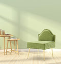 Modern Upholstered Pleated Velvet Accent Chair Tufted Dining Office Chairs Armless Slipper Chair Mid Century Side Chair Single Luxury Sofa Chair with Golden Legs for Living Room Small SpaceGreen