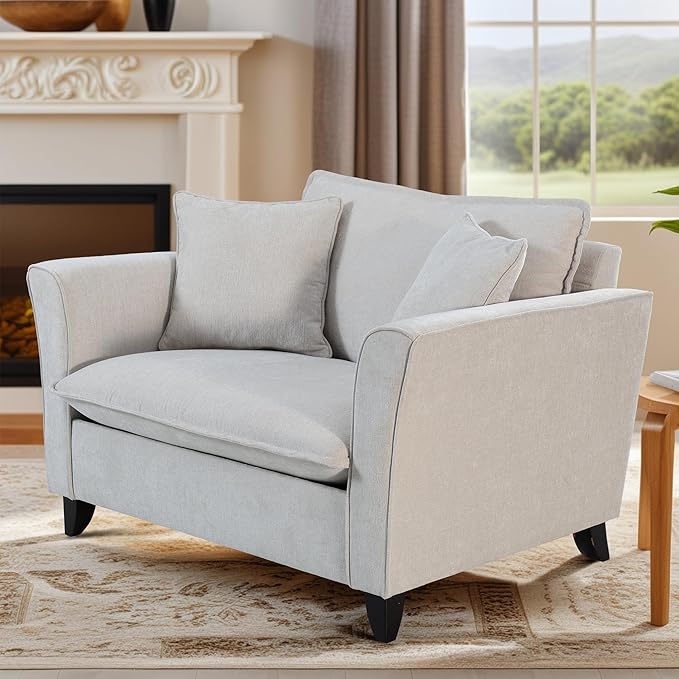 ERYE Living Room Accent Chair Modern Chenille Upholstered Wider Seat Cushion Leisure Armchair W/2 Pillows and Removable Cover for Home ApartmentBedroomOffice