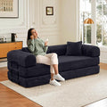 78 Convertible Sleeper Sofa Bed with Cylindrical Pillow Corduroy Folding Mattress Couch with Fixed Frame Floor Sofa Lounge Couch for Living Room Bedroom Apartment Black