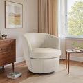 UIXE PU Leather Swivel Accent Chair Barrel Club Chair Comfy Upholstered Armchair for Living Room Modern Round Arm Chair Single Sofa Bedroom Reading Seats - Beige