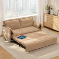 SUNWAVE 60 Queen Pull Out Sofa Bed - Convertible Sleeper Sofa Bed Chenille Loveseat Pull Out Couch with USB Charging Side Pockets for Living Room Bedroom Small Spaces (Brown 60)