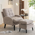 ELUCHANG Accent Chairs with Ottoman Upholstered Comfy Armchair with Adjustable Backrest&ampStorage Footrest Lazy Chair Reading Chair Leisure Sofa Recliner for Living Room Bedroom (Light Grey - Line