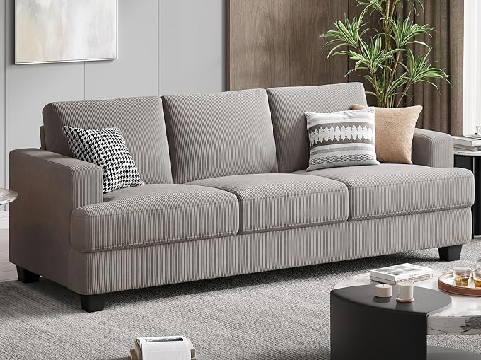 Fadware Sofa Couch 3 Seater Sofa with Suppleness Armrests Fabric Deep Seat Sofa with Upholstered Cushion&amp Backrests Modern Comfy Couch for Living Room Apartment