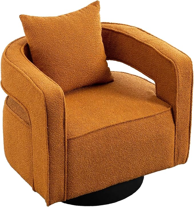 Aoiy &amp Wifon 28.95 W Swivel Accent Chairs for Living Room 360 Degree Swivel Barrel Chair Living Room Accent Chair Boucle Caramel