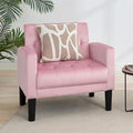 TYBOATLE Mid-Century Fabric Tufted Accent Living Room Armchairs Comfy Modern Upholstered Bedroom Office Armchair Single Sofa Reading Lounging Side Lounge Chair Living Room Furniture (Pink)