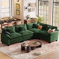 CDCASA 117 Oversized L-Shaped Modular Sectional Cloud Couch with Corner Comfy 4-Seat Sofa Chenille Deep Seat Modern Sofa Couch for Living Room Apartment DIY Combination Green