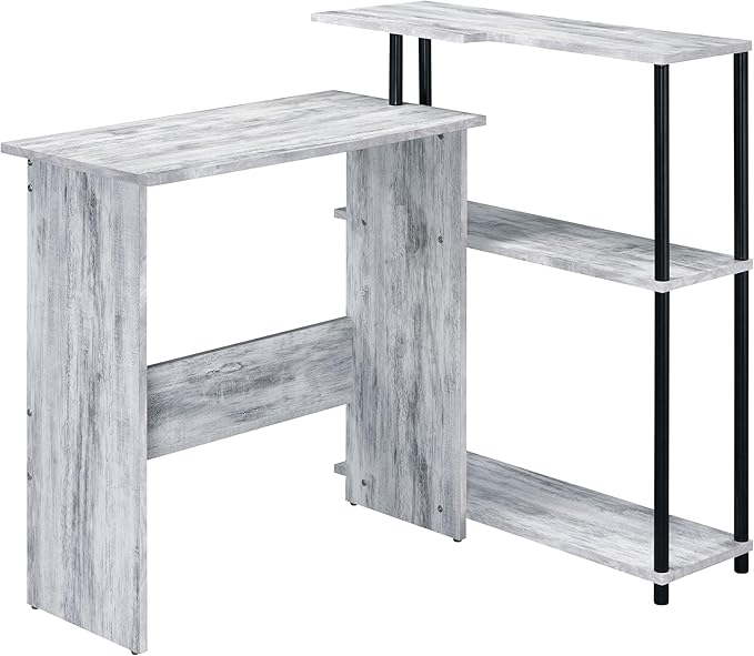Antique White and Black Office Desk with Bookshelf