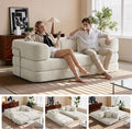 5-in-1 Convertible Sofa Bed Boneless Floor Couch Queen Size with Magic Pillow Blankets Zero-Assembly Sleeper Futon for Apartments Renters &amp Micro-Living Spaces Cream