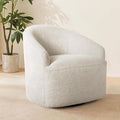 Ink+Ivy Bonn Swivel Accent Chair Cozy Plush Boucle Upholstered Barrel Chair for Living Room Modern Family Room Sofa Bedroom Lounge Furniture 30 W Cream