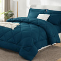 CozyLux King Size Comforter Set Lyons Blue - 7 Pieces Bed in a Bag King Luxury Soft Bed Set for All Seasons Bedding Set with Down Alternative Comforter Sheets Pillowcases &amp Shams