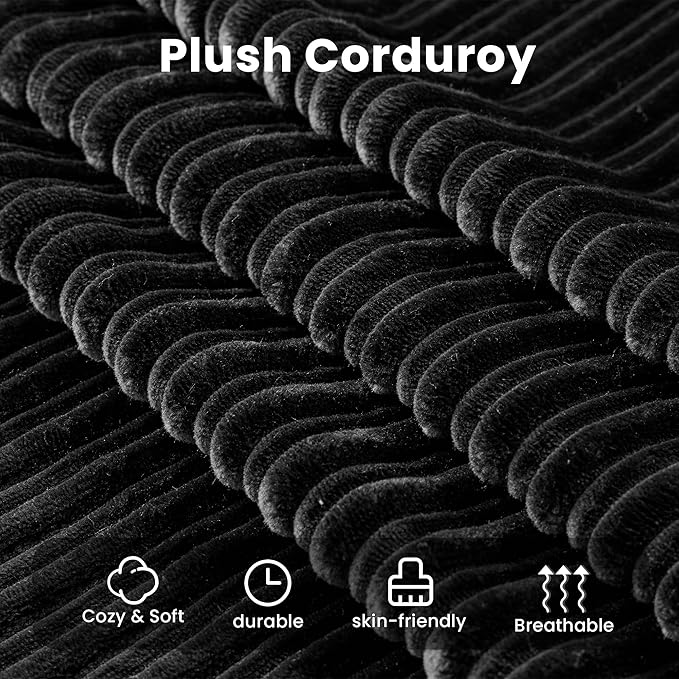4-in-1 Convertible Sleeper Sofa Bed80 Inch Corduroy Loveseat Sleeper with Pull Out BedBoneless Couch with Fixed-Shape FrameFloor Sofa Modular Couch for Living Room Bedroom Lounge (Black)