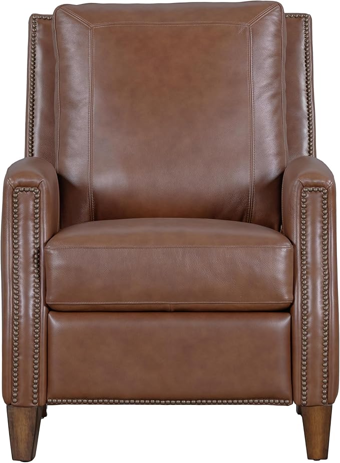 Parker Living Hunter - Chestnut Charm Manual Pushback Recliner Chair Top Grain Leather with Match Genuine Leather Recliner Comfortable