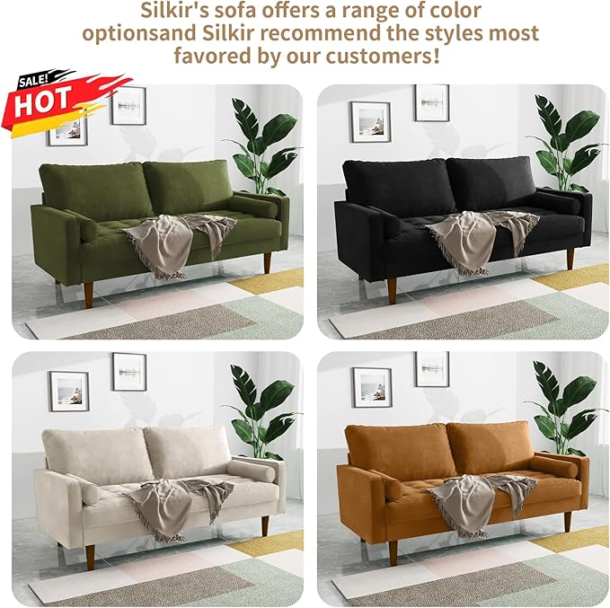 SILKIR Velvet Loveseat Sofa Love Seats Furniture for Small Spaces Mid-Century Modern Loveseats for Living Room Love Seat Couch 58 Inches Teal Blue