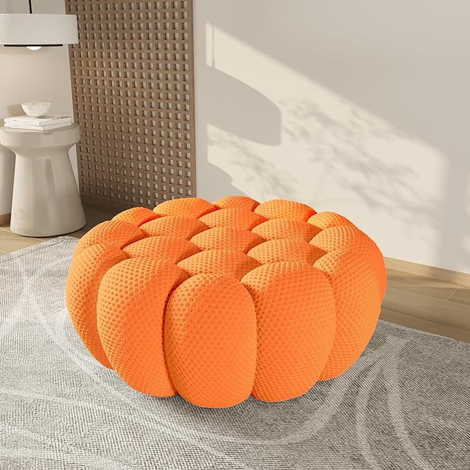 WJShome Bubble Couch42 Modern Curved Sofa Morden Lazy Floor Sofa Ottoman Foam Filled Footstool for Couch Orange Chair for Living Room Office Apartment