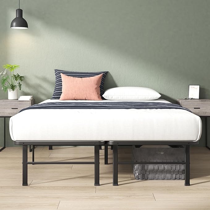 Zinus Rumi 14in Full Metal Bed Frame Quick Assembly SmartBase® Mattress Foundation Heavy Duty Sturdy Steel with No Box Spring Needed Eco-Friendly Packaging Black