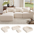 113 L-Shaped Boneless Couch Modern Modular Sectional Sofa with Deep Seat Convertible Chenille Cloud Couches for Living RoomBeige1 PCS