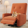 Recliner Chair 360° Swivel Rocking Glider Chair for Adults with Adjustable Backrest &amp Footrest Cozy Corduroy Upholstered Armchair for Living Rooms Bedrooms Apartments Orange