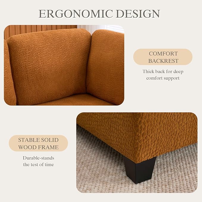113.39 Modular Sectional Sofa 6 Seaters Sectional Sleeper Sofa U Shaped Couch Comfy Convertible Couches with Ottomans Oversized Modular Sofa with Large Storage for Living Room (Orange)