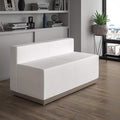 EMMA + OLIVER White LeatherSoft Loveseat with Brushed Stainless Steel Base