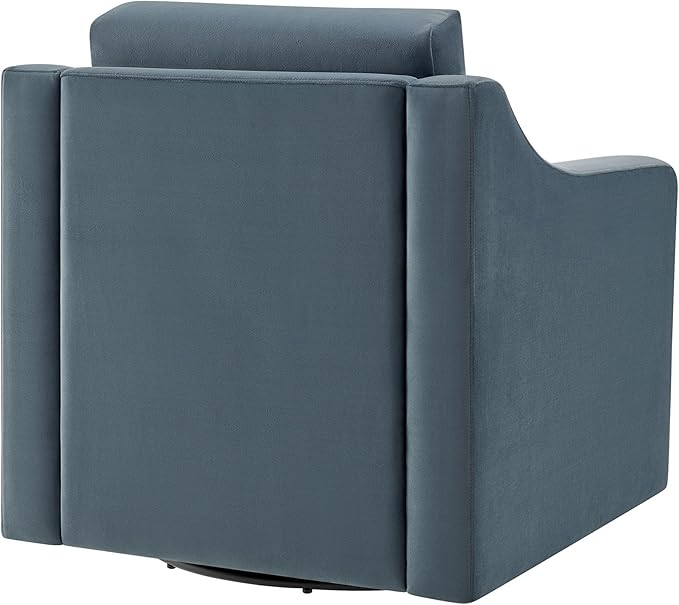 Modway Liora Performance Velvet Swivel Accent Chair in Cadet Blue Comfortable Stain-Resistant Velvet Armchair with Curved Armrests for Living Room Bedroom Reading Nook