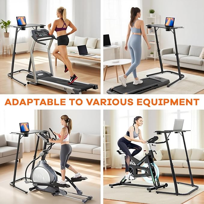 Treadmill Desk Small Standing Desk for Walking Pad 30-47 Inch Adjustable Height Walking Pad Stand for Treadmill Portable Standing Table for Bike and Home Office Work - Black