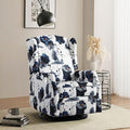 Floral Accent Swivel Rocker Recliner Wingback Recliner Chair with Padded Seat High Back Upholstered Armchair for Living Room Bedroom Home Ofiice Blue Ink Floral (Blue Ink Swivel)