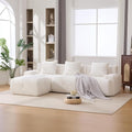 104.3 Modular Sectional SofaModern L-Shaped Couch with Movable Ottoman &amp Deep SeatFuzzy FabricNo AssemblyBoneless Couch for Living Room
