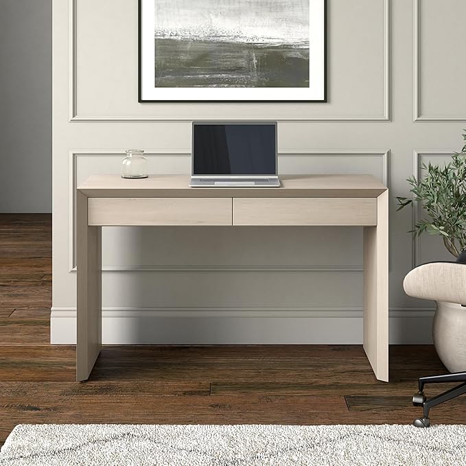 Henn&ampHart 48 Modern Rectangular Wooden Home Office Desk Computer Desk Writing Table with 2 Storage Drawers for Home Office Beech White