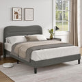 Queen Size Bed Frame with Headboard Upholstered Bed Frame Queen Size Teddy Soft Boucle Fabric Soft Cloud Marshmallow Shape Upholstered Headboard No Box Spring Needed Noise Free (Grey)