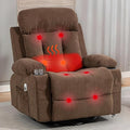Recliner Chair for Adults with Vibration Massage and Lumbar Heating 360° Swivel Rocker Recliner Glider Chair with Cup Holder and USB Charge Port for Living Room Bedroom Brown