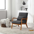 Modern Accent Chair Solid Wood Padding Lounge Armchairs with One Pillow for Living Room Bedroom Guest Room (Gray)