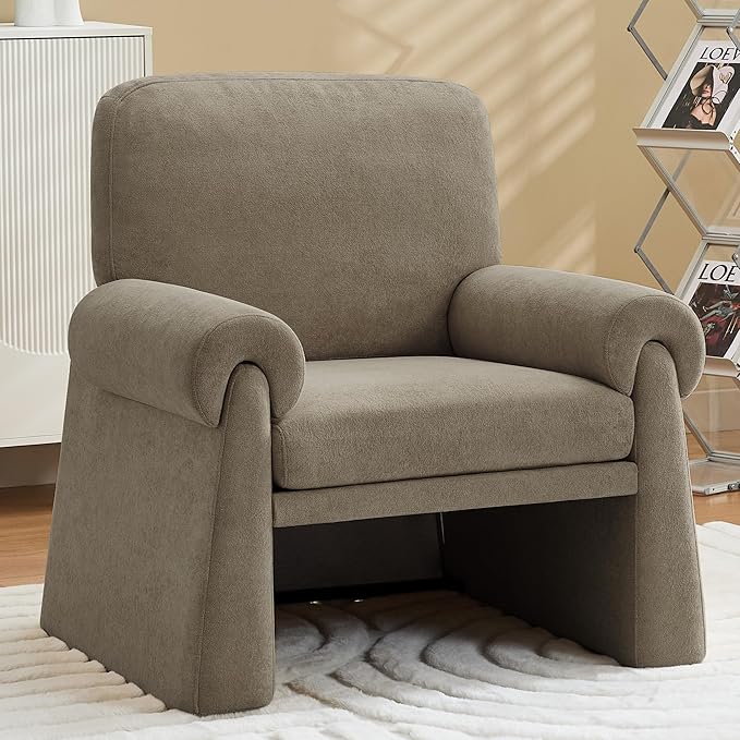 Oversized Accent Chair Comfy Living Room Chairs Single Sofa Chair with Thick Cushion and Armrests Upholstered Arm Chair for Living Room Modern Armchair Reading Chair for Bedroom Grey