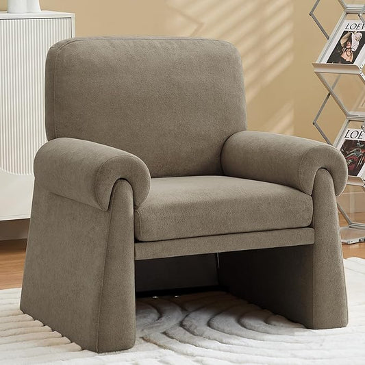 Oversized Accent Chair Comfy Living Room Chairs Single Sofa Chair with Thick Cushion and Armrests Upholstered Arm Chair for Living Room Modern Armchair Reading Chair for Bedroom Grey