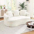 60 Curved Sectional Sofa for Small Spaces - Plush Chenille Modern Cloud Loveseat with Pocket Springs &amp Memory Foam Boneless Floor Couch for Living Room 27.6 Extra Deep Seat No Assembly (Beige
