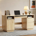 58 Modern Executive Desk with Drawers Office Desk with File Drawer &amp Open Storage &amp Power Outlet Keyboard Tray Wooden Computer Desk for Home Office &amp Studio