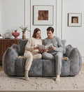 Alpen 75 Couch Loveseat Boneless Sofas with Armrests Faux Rabbit Fur Fabric Couches with Tufted Cushion &amp Backrest Sofa in a Box Large Bean Bag Chair for Bedroom Living Room Grey