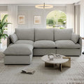 94.6 Cloud Modular Sectional Sofa Waterproof Down Filled Sectional Sofas High Backrest L Shaped 3 Seater Sectional Couches with Ottoman Modular Couch with Removable Cover Light Gray