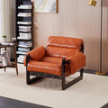 GDFStudio Aogex Accent Chair Leather Club Chair Oil Waxed Leather Lounge Sofa Armchair with Removable Pillow Comfort Chaise Lounge Single Reading Sofa for Living Room Bedroom Home Retro Orange