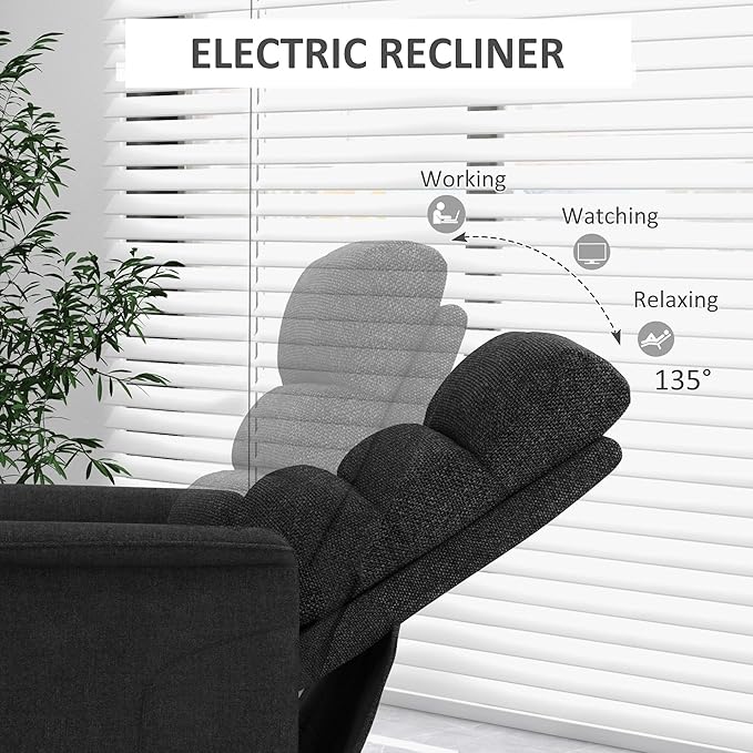 HOMCOM Power Lift Recliner Chair for Elderly Easy Assembly Fabric Lift Chair for Adults Recliner Sofa with Remote Control Side Pockets for Living Room Black