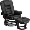 Flash Furniture Bali Contemporary Multi-Position LeatherSoft Recliner Chair with Ottoman 360-Degree Swivel Recliner Chair and Ottoman Set Black