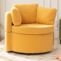 FOXHUNTER Swivel Barrel Chair 360 Degree Swivel Round Storage Chair with 3 Pillows Oversize Teddy Swivel Accent Chair Comfy Single Sofa Chair for Nursery Living Room Bedroom (Yellow)