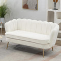 Boucle Small Sofa Couch for Small Spaces Living Room Bedroom59 Loveseat Couches with Gold Metal LegsChannel Tufted 2 Seater Sofas with Curved Back and Arms for ApartmentRV
