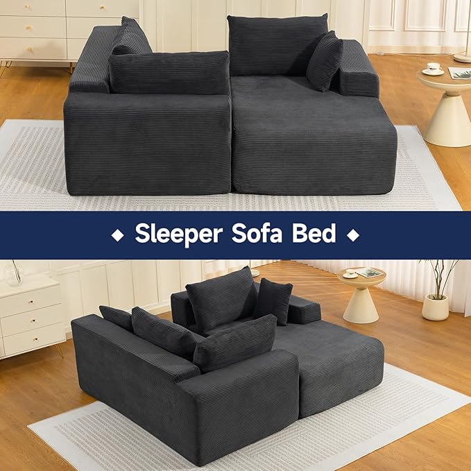 2025 New 108 Cloud Couch Sectional Modular Sectional Sofa with L-Shaped Chaise Deep Seat Sectional Modular Couch for Living Room No Assembly Required (Gray Right Facing Chaise)