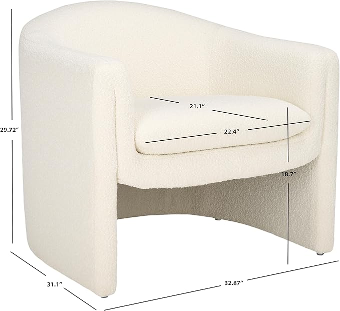 SAFAVIEH Couture Collection Laylette Ivory Boucle Accent Chair (Fully Assembled)