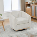 Swivel Accent ChairModern Barrel Chair with 360° RotationChenille Fabric UpholsteryFoam Cushion &amp Pocket Spring SeatSturdy Round BaseCozy Pumpkin Armchair for Living Room Bedroom OfficeIvory