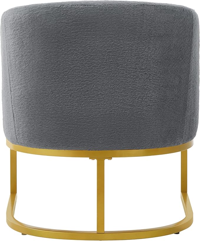 Modern Accent Chair with Gold Metal Frame Cozy Armchair Upholstered Reading Chair with Ergonomic Curved Backrest for Living Room Office (Grey-36)