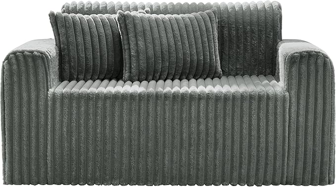 Hobestluk Couch Sofa 2-Seater Foam Sofa Loveseat for Small Spaces Comfy Sofas with Removable Cover Furry Couch with Pillows for Living Room Bedroom Apartment Office (Grey Loveseat)